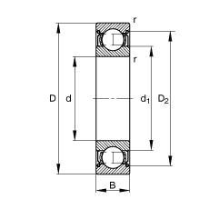 S 6016-2Z, (j) DIN 625-1 ˜ʵҪߴ, ɂ(c)g϶ܷ