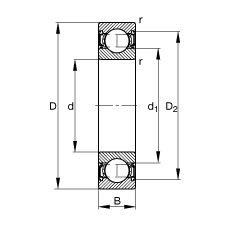 S 62200-2RSR,  DIN 625-1 ˜ʵҪߴ, ɂȴܷ